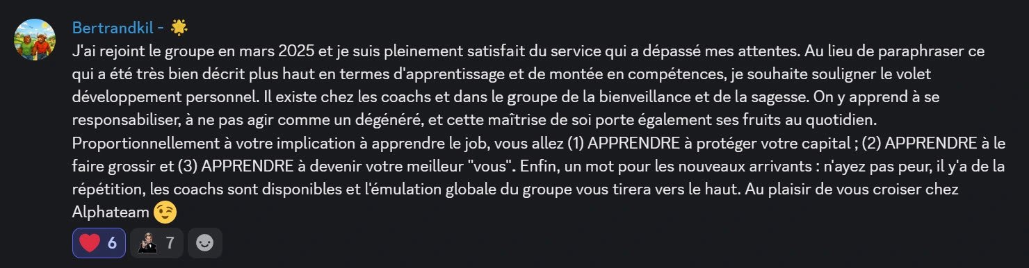 Message Discord d'un membre AlphaTeam
