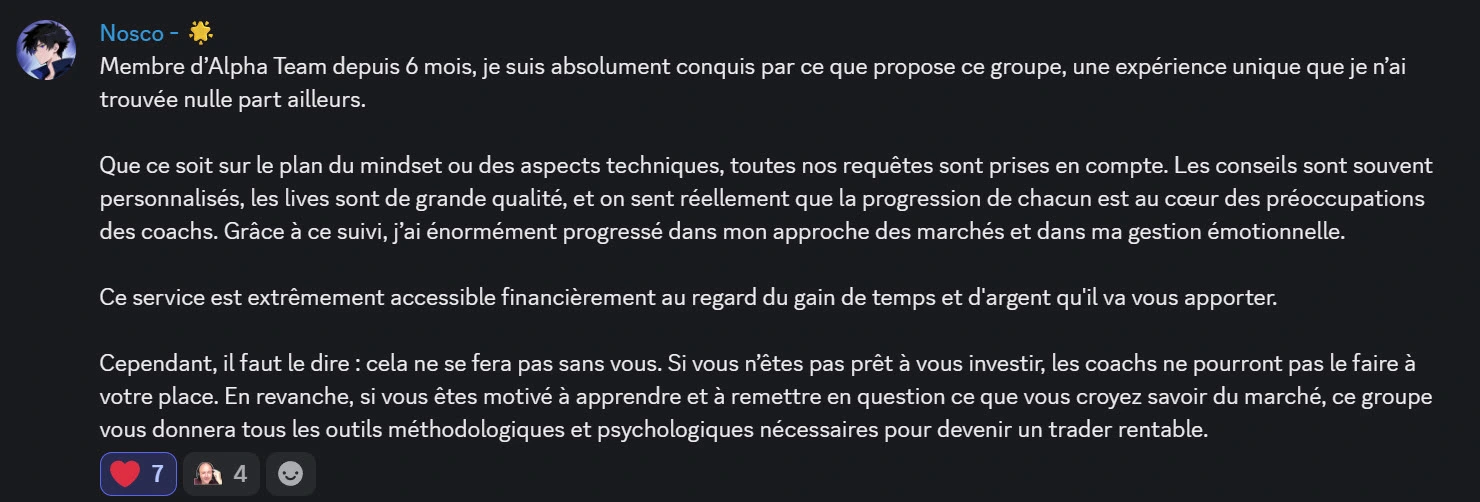 Message Discord d'un membre AlphaTeam