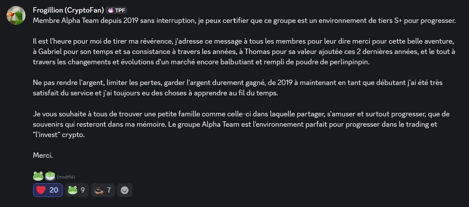 Message Discord d'un membre AlphaTeam