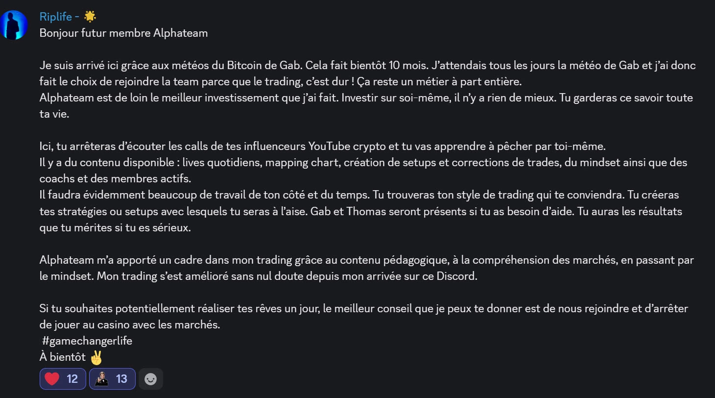 Message Discord d'un membre AlphaTeam